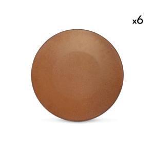 Lot de 6 assiettes marron en porcelaine 27cm