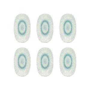 Lot de 6 assiettes ovales en porcelaine blanche et bleue 19…