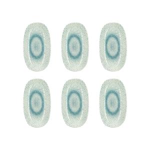 Lot de 6 assiettes ovales en porcelaine blanche et bleue 23…