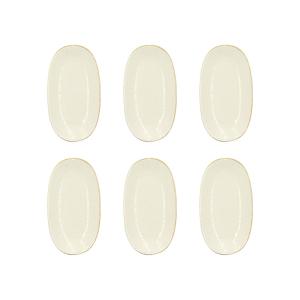Lot de 6 assiettes ovales en porcelaine blanche et liseré b…