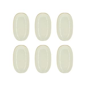 Lot de 6 assiettes ovales en porcelaine blanche et liseré b…
