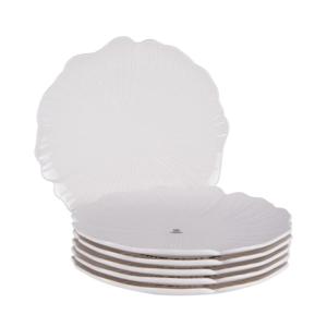 Lot de 6 assiettes plates   25,5 cm  blanc en porcelaine