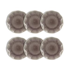 Lot de 6 assiettes plates 26,5cm en grès émaillée parme