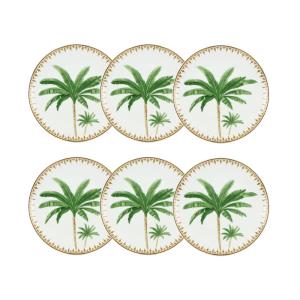 Lot de 6 assiettes plates 26,5cm en porcelaine à imprimé pa…