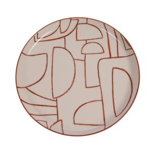 Lot de 6 assiettes plates   26 cm  marron en grès