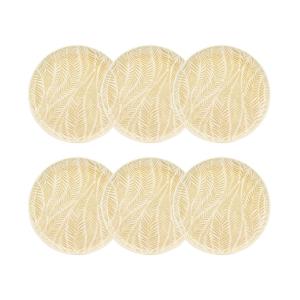 Lot de 6 assiettes plates 26cm en grès à motif jaune