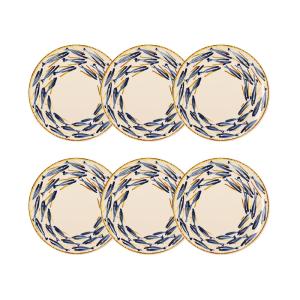 Lot de 6 assiettes plates 26cm en porcelaine à imprimé pois…