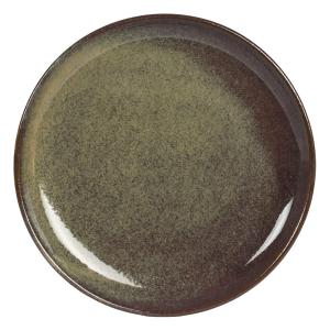 Lot de 6 assiettes plates   27,5 cm  vertes en grès