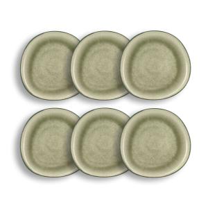 Lot de 6 assiettes plates 27,5cm en grès vert