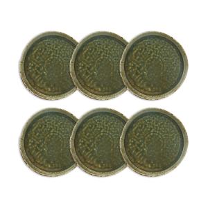 Lot de 6 assiettes plates 27,5cm en porcelaine vert