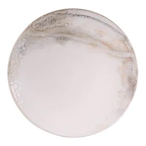 Lot de 6 assiettes plates   27 cm  beige en grès