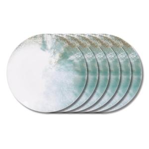 Lot de 6 assiettes plates    27 cm  bleues en grès