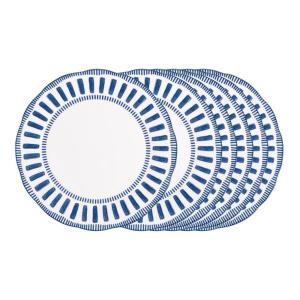 Lot de 6 assiettes plates  27 cm  bleues en porcelaine