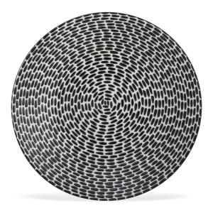 Lot de 6 assiettes plates   27 cm  noir en grès