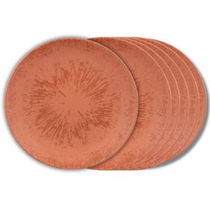 Lot de 6 assiettes plates   27 cm   orange en grès