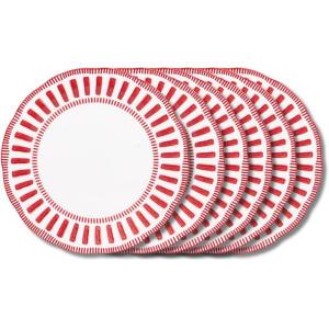 Lot de 6 assiettes plates    27 cm  rouges en porcelaine