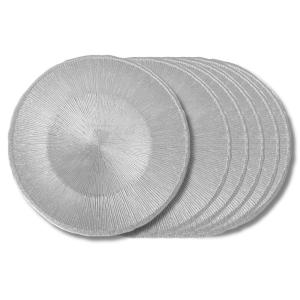 Lot de 6 assiettes plates   28 cm  gris en verre