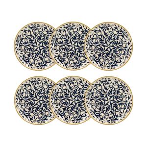 Lot de 6 assiettes plates à motif bleu en grès 27cm