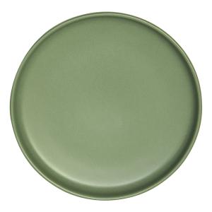 Lot de 6 assiettes plates   amande 28 cm  vertes en grès