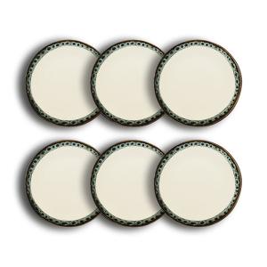 Lot de 6 assiettes plates atome 25cm en faience beige