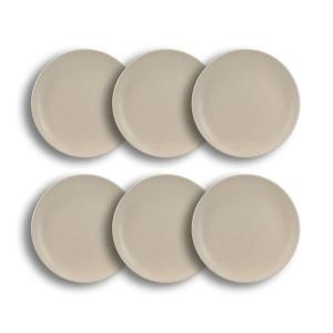 Lot de 6 assiettes plates beige en grès 27cm