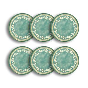 Lot de 6 assiettes plates en faïence verte 27,5cm