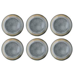 Lot de 6 assiettes plates en grès gris D27