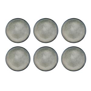 Lot de 6 assiettes plates en grès gris D28