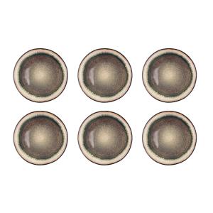 Lot de 6 assiettes plates en grès marron D26