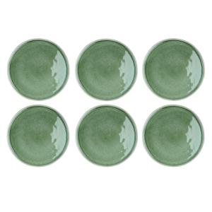 Lot de 6 assiettes plates en grès vert D27