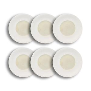 Lot de 6 assiettes plates en porcelaine beige - blanc 28,5cm