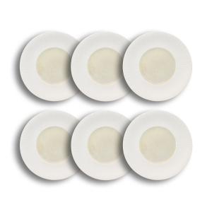 Lot de 6 assiettes plates en porcelaine beige et blanc 31cm