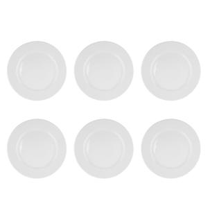 Lot de 6 assiettes plates en porcelaine blanc 27cm