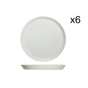 Lot de 6 Assiettes plates en Porcelaine, blanc, D26,5 cm