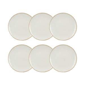 Lot de 6 assiettes plates en porcelaine blanche et liseré b…