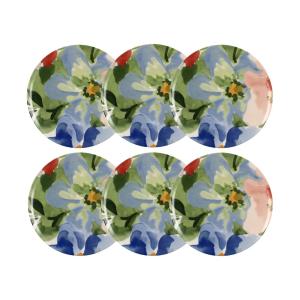Lot de 6 assiettes plates en porcelaine floral 26cm