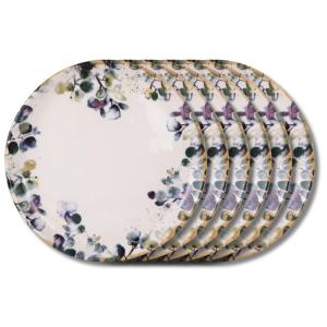 Lot de 6 assiettes plates garden 27,5 cm  vertes en faïence