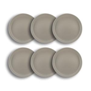 Lot de 6 assiettes plates gris en grès 27cm