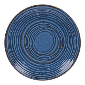 Lot de 6 assiettes plates moon  27 cm  bleues en grès