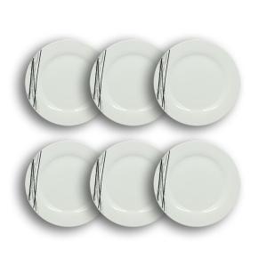 Lot de 6 assiettes plates porcelaine blanche à rayures noir…