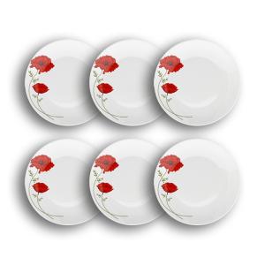 Lot de 6 assiettes plates porcelaine blanche avec dessin fl…
