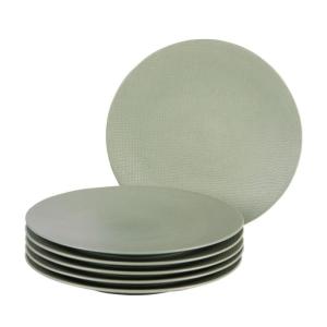 Lot de 6 assiettes plates   sauge 27 cm  vertses en grès