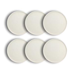 Lot de 6 assiettes plates texturées 27cm en grès blanc mat