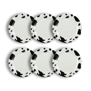 Lot de 6 assiettes plates vache 26,5cm en porcelaine