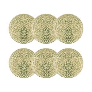 Lot de 6 assiettes plates vertes en grès 26cm