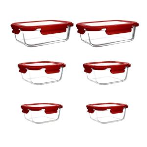 Lot de 6 boîtes hermétiques carrées en verre