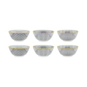 Lot de 6 bols moyens en porcelaine gris D15