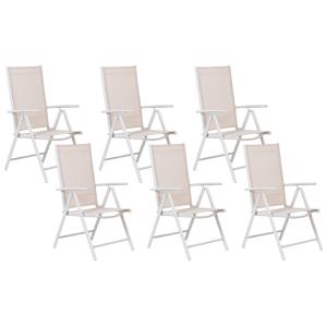 Lot de 6 chaises d'extérieur métal beige