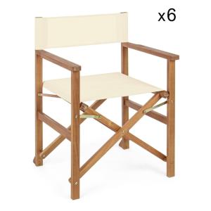 Lot de 6 chaises de direction en bois, polyester crème, pli…