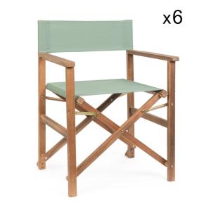 Lot de 6 chaises de direction en bois, polyester vert, plia…